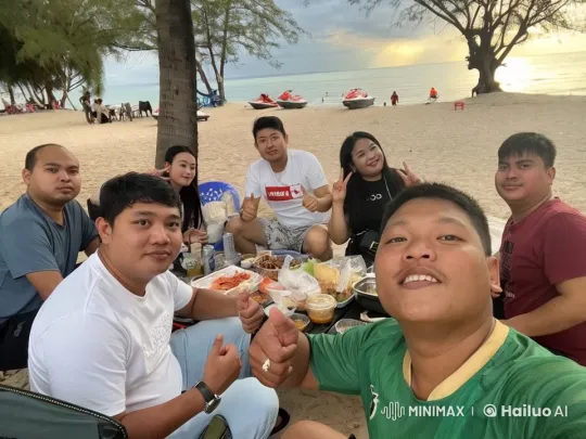 Friends Enjoy Beach Picnic and Playful Fights – AI Generated Video | Hailuo AI