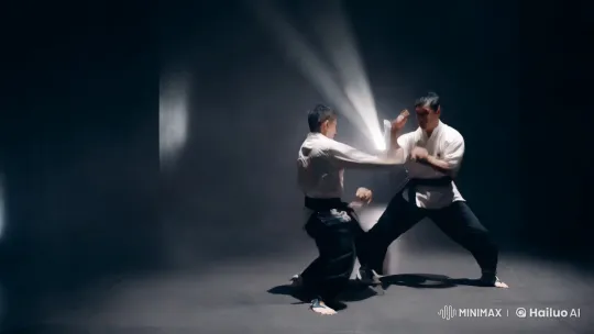 Martial Arts Choreography: Precision in Shadow and Light – AI Generated Video | Hailuo AI