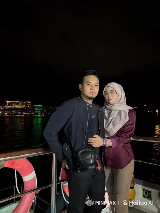 Couple Showcases Martial Arts on Boat with City Lights – AI Generated Video | Hailuo AI