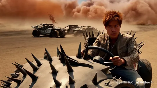 Young Man Races Through Desert Storm in High-Octane Chase – AI Generated Video | Hailuo AI