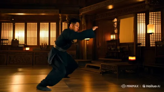 Stunning Martial Arts Display in Atmospheric Dojo – AI Generated Video | Hailuo AI