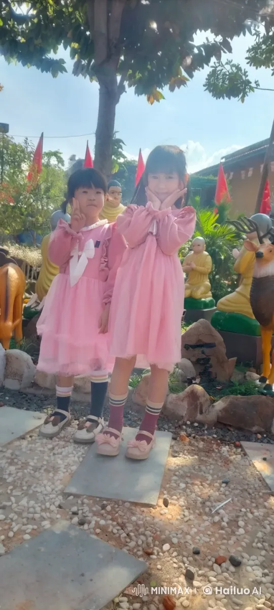 Girls Share Joy in a Lush Outdoor Setting – AI Generated Video | Hailuo AI