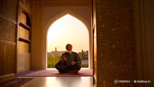 Islamic Scholar in Sunlit Room: A Cinematic Journey – AI Generated Video | Hailuo AI