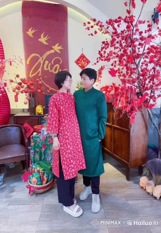 Traditional Kungfu Fight in Festive Red and Green Outfits – AI Generated Video | Hailuo AI