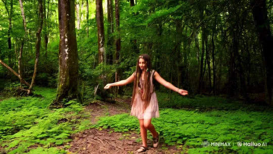 Hippie Girl Dances Freely in Verdant Forest – AI Generated Video | Hailuo AI