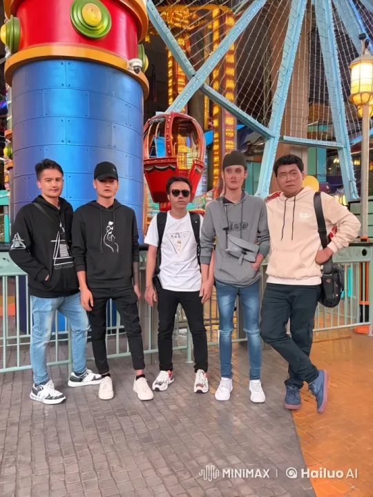 Martial Arts Display Amidst Amusement Park Setting – AI Generated Video | Hailuo AI