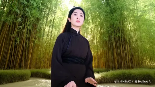 Kung Fu Master Fights Off Assailants in Bamboo Forest – AI Generated Video | Hailuo AI