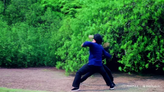 Aesthetic Fight Scene in Verdant Landscape – AI Generated Video | Hailuo AI