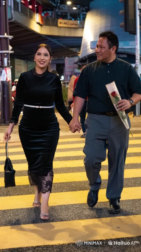 Elegant Couple's Intense Kung Fu Fight on Crosswalk – AI Generated Video | Hailuo AI