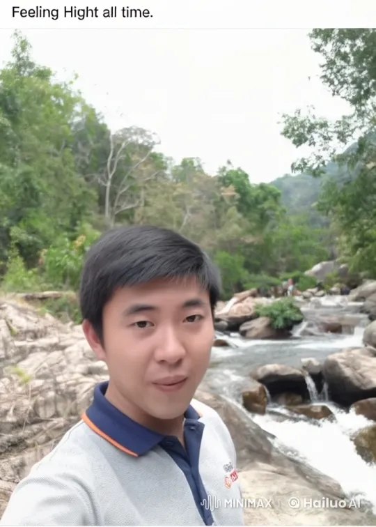 Young Man Sings by Serene Waterfall in Live2D Animation – AI Generated Video | Hailuo AI
