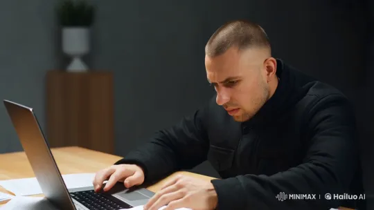 Dedicated Man Deeply Focused on Work – AI Generated Video | Hailuo AI