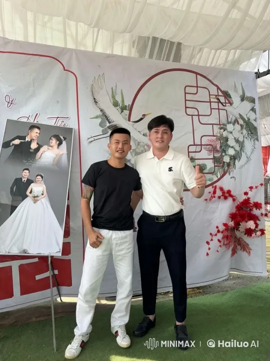 Two Men Engage in Playful Mock Fight in Wedding Setting – AI Generated Video | Hailuo AI