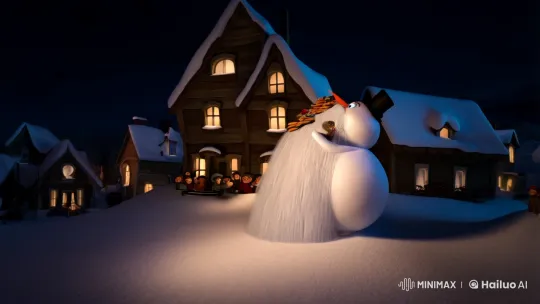 Villager Defies Snowman Monster Amidst Christmas Terror – AI Generated Video | Hailuo AI