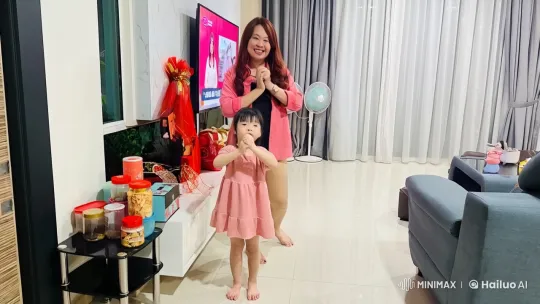 Woman and Girl Practicing Kung Fu in Living Room – AI Generated Video | Hailuo AI