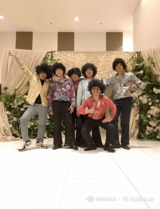 Retro-Clad Group Performs Energetic Kung Fu in Colorful Setting – AI Generated Video | Hailuo AI