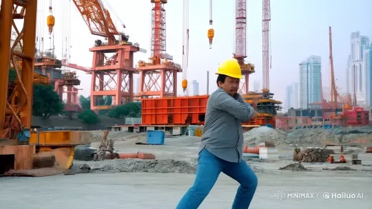 Construction Worker Showcases Kung Fu Mastery – AI Generated Video | Hailuo AI