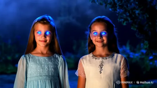 Mystical Gaze: Girls in Enchanted Blue Light – AI Generated Video | Hailuo AI