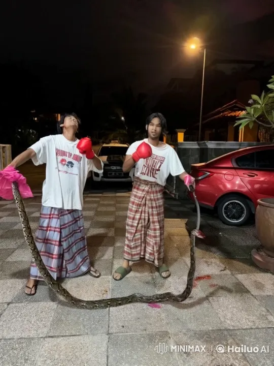 Traditional Sarong-Wearing Men Practice Martial Arts Under Street Lights – AI Generated Video | Hailuo AI