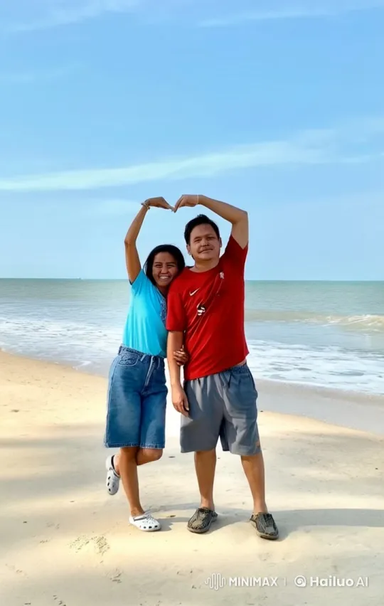 Couple's Playful Martial Arts Display on Beach – AI Generated Video | Hailuo AI