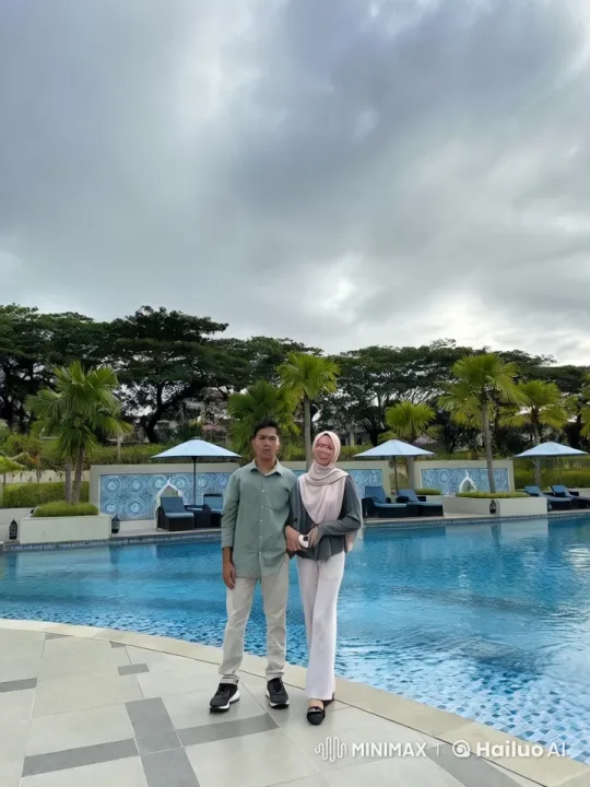 Casual Duo Performs Dynamic Kung Fu by the Pool – AI Generated Video | Hailuo AI