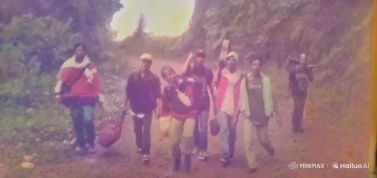 Group Hiking with Backpacks and Guitar Case – AI Generated Video | Hailuo AI