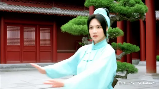 Woman Demonstrates Graceful Kung Fu in Ancient Chinese Courtyard – AI Generated Video | Hailuo AI