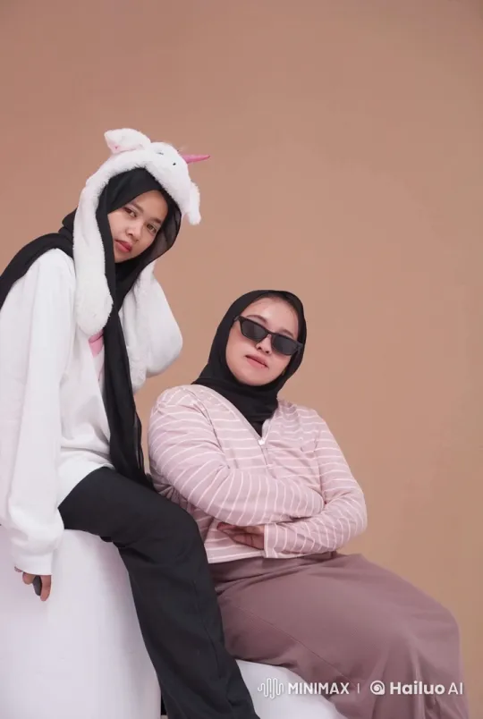 Playful Friendship Mock Fight in Casual Outfits – AI Generated Video | Hailuo AI