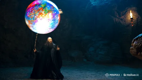 Druid Conjures Enchanting Fireball in Mysterious Cave – AI Generated Video | Hailuo AI