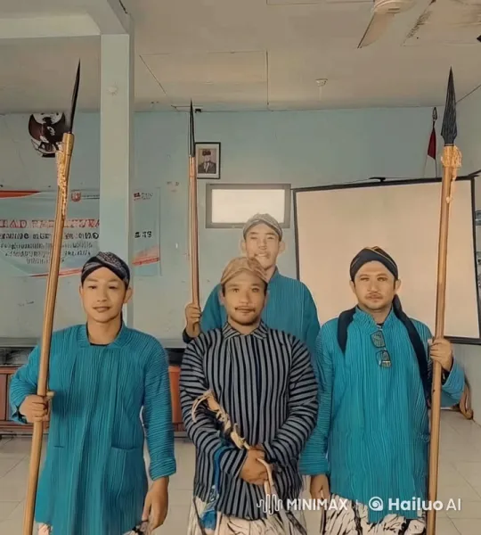 Traditional Indonesian Men Practicing Kungfu with Weapons – AI Generated Video | Hailuo AI