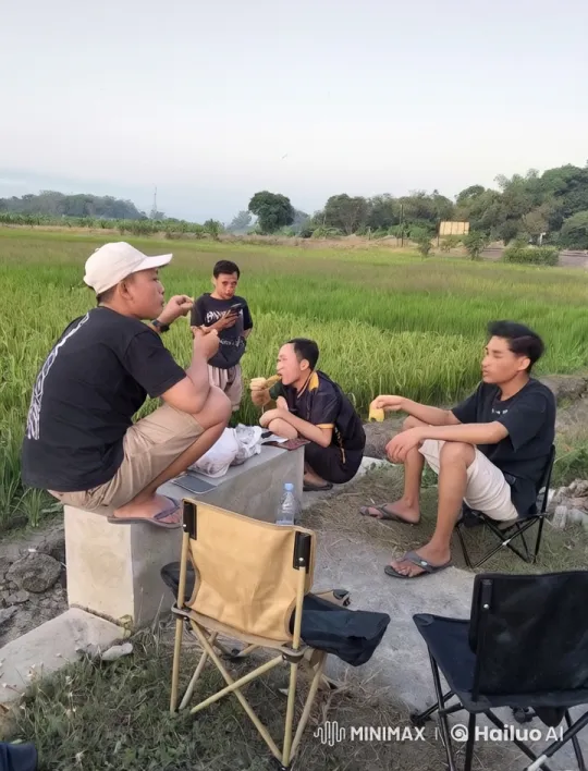 Friends' Energetic Play in Serene Rice Field – AI Generated Video | Hailuo AI