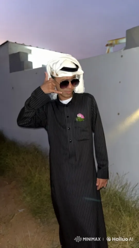 Man Mimics Smoking by White Building at Dusk – AI Generated Video | Hailuo AI
