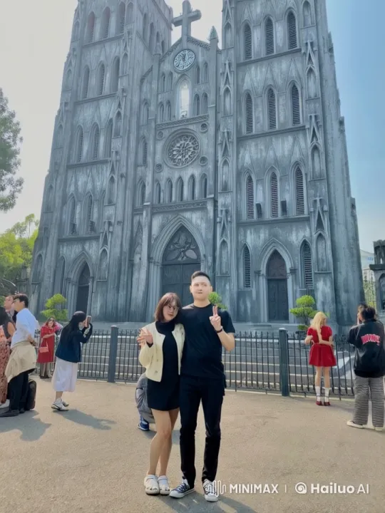Martial Arts Display in Front of Gothic Cathedral – AI Generated Video | Hailuo AI
