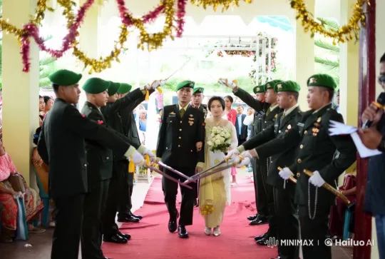 Military Wedding Blends with Kung Fu Performance – AI Generated Video | Hailuo AI