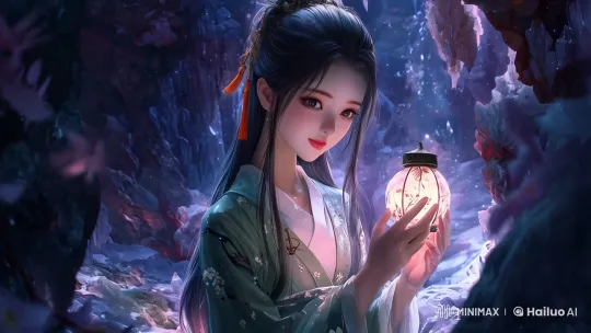 Mei-Lin's Enchanted Journey in a Glowing Crystal Cave – AI Generated Video | Hailuo AI