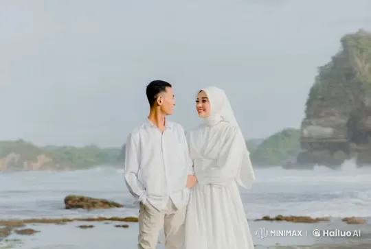 Young Couple Showcases Martial Arts by the Sea – AI Generated Video | Hailuo AI