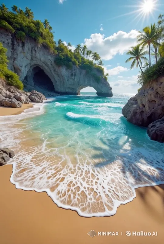 Remote Tropical Beach in Realistic HDR with Live2D – AI Generated Video | Hailuo AI