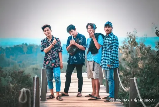 Young Men Perform Impressive Kung Fu on Wooden Bridge – AI Generated Video | Hailuo AI