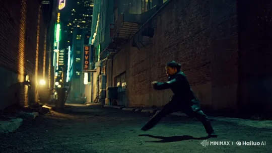 Skilled Fighter Engages in Dramatic Alleyway Battle – AI Generated Video | Hailuo AI