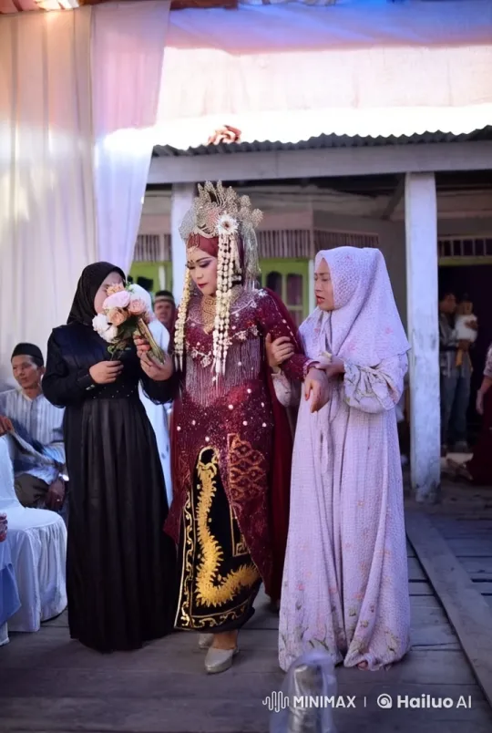 Traditional Ceremony with Elaborately Dressed Women – AI Generated Video | Hailuo AI