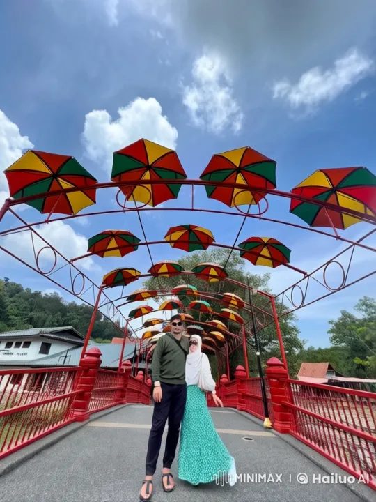 Couple Showcases Dynamic Kung Fu on Vibrant Bridge – AI Generated Video | Hailuo AI