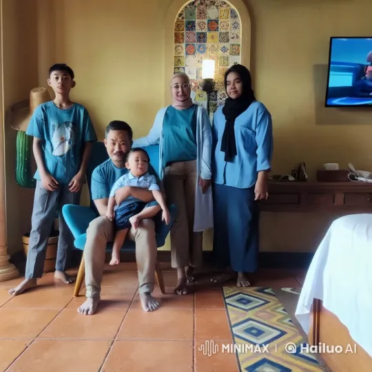 Family Shares Cozy Playful Moment in Decorated Room – AI Generated Video | Hailuo AI