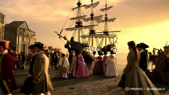 Pirate Brig Enters Harbor: A Cinematic Masterpiece – AI Generated Video | Hailuo AI