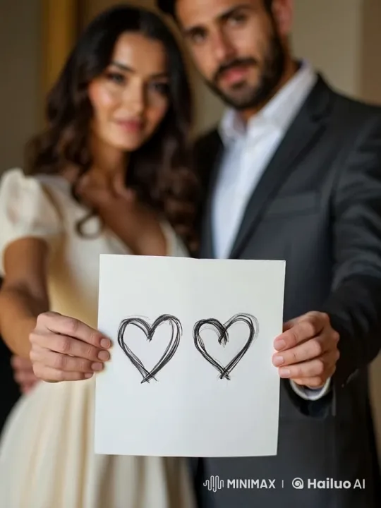 Couple Expressing Affection with Hand-Drawn Hearts – AI Generated Video | Hailuo AI
