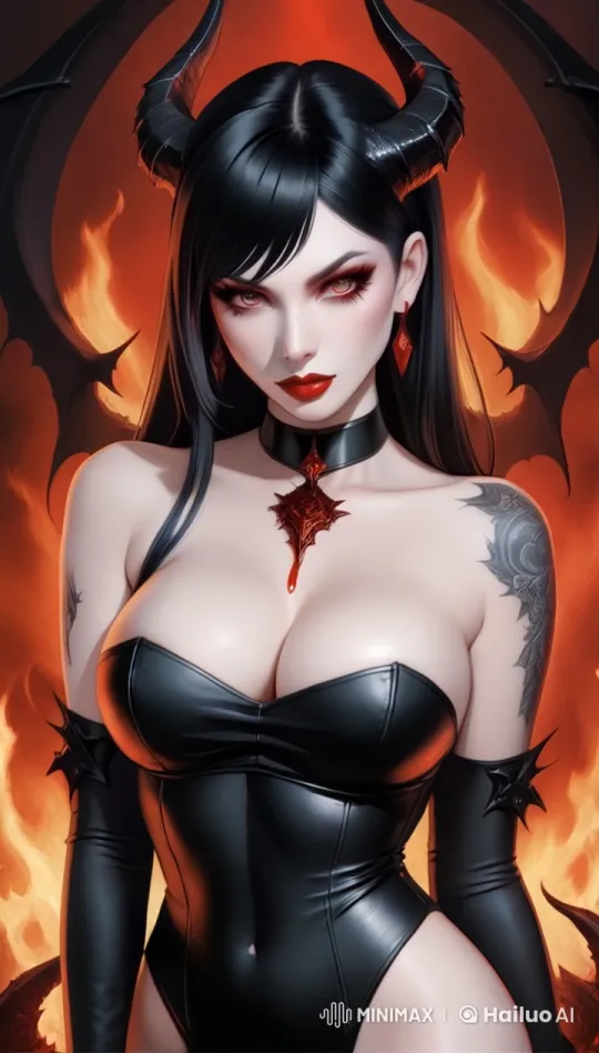 Demonic Beauty: Artistic Fantasy in Fiery Flames – AI Generated Video | Hailuo AI