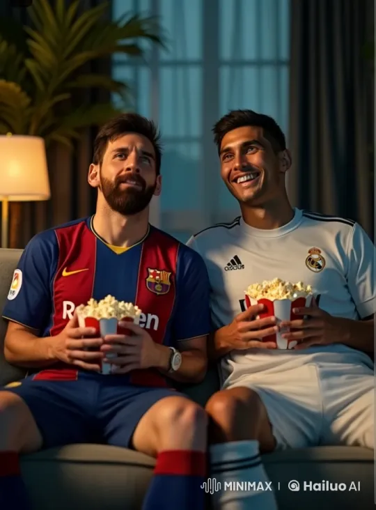Friends Enjoying a Football Match Over Popcorn – AI Generated Video | Hailuo AI