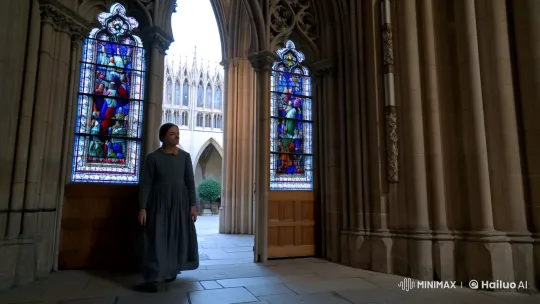 Lady's Journey Through Cathedral's Majesty – AI Generated Video | Hailuo AI