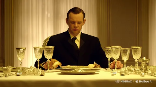 Man Ritualistically Defecates on Opulent Dinner Table – AI Generated Video | Hailuo AI