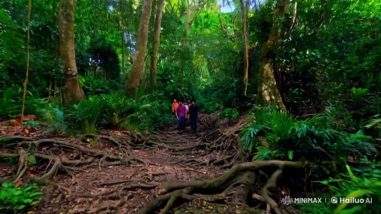 Friends Begin Treacherous Camping Journey in Lush Jungle – AI Generated Video | Hailuo AI