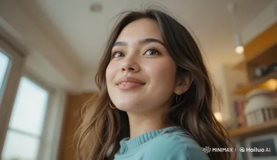 Golden Hour Portrait: Woman's Graceful Smile – AI Generated Video | Hailuo AI