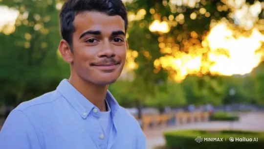 Romantic Sunset Park Encounter with Gentle Kiss – AI Generated Video | Hailuo AI